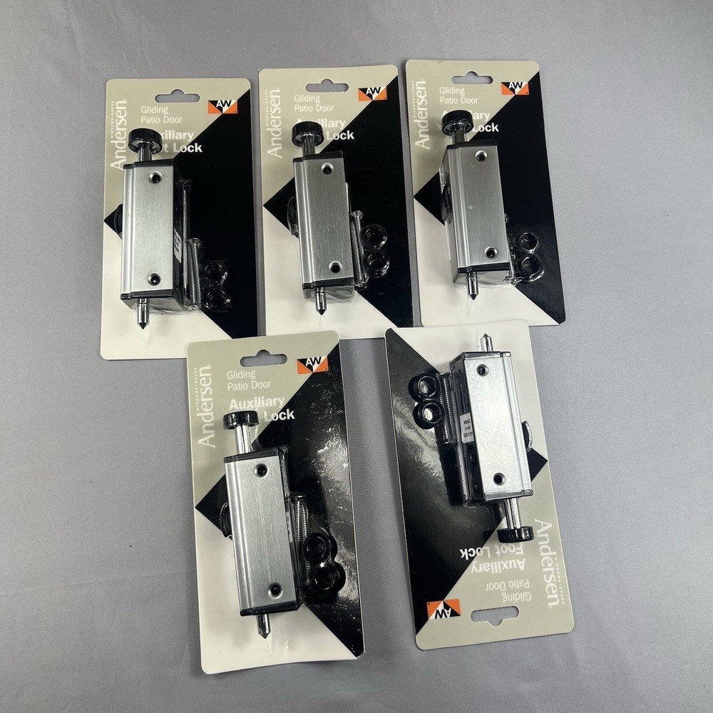 Andersen 200/400 Series Patio Door Foot Lock Set of 5 Brushed Nickel New